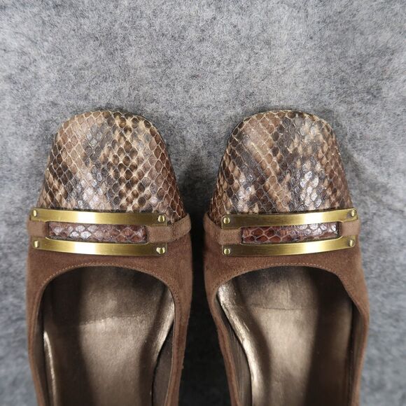 Stuart Weitzman Shoes Womens 6.5 Loafer Flats Slip On Cap Toe Suede Snake Career - Picture 11 of 16